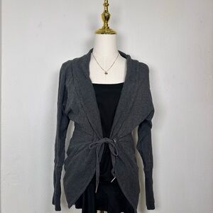 champion gray cardigan open front thumb hole yoga sweatshirt cozy shoujo grunge